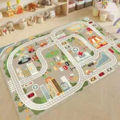 全球選品1館 生活百貨 兒童停車場交通遊戲地墊地毯男孩汽車卡通馬路軌道地毯車道地墊