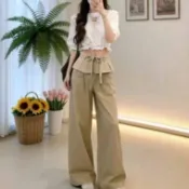 兩件套 韓版氣質通勤顯瘦2026夏季新款法式溫柔風設計蕾絲短款襯衫搭配屁簾休閒褲兩件套女氣質套裝通勤穿搭約會洋裝渡假風