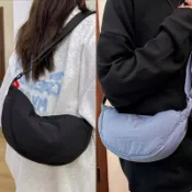 【巴黎精品】現貨+預購 側背包餃子包日系尼龍防潑水包運動風背包單肩斜背包hobo包(休閒百搭輕便女包包11色b1a142)