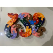 二手 木頭玩具 木製 英文字母 蛇/大象 拼圖
