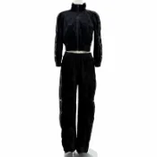 【DOKODEMO】成色極佳 ◇ Alexander Wang 4WC1252116/4WC1254415 絲絨短外套套裝 黑色外套 S 碼/褲子 XS 碼 正品女款