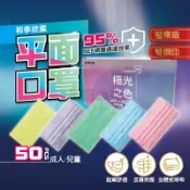 阿爾富山 平面口罩 50片入/盒 成人平面口罩 極光口罩 MIT台製口罩 口罩 多色口罩 成人兒童口罩
