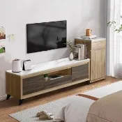 【IHouse】如意 台灣製免組裝-開運客廳L櫃兩件組(5尺岩板電視櫃+岩板收納展示櫃)