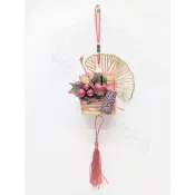 【芊綠人造花藝資材批發】台製 新年 日式迎春四方燈籠掛飾 過年 春節 銀柳 組合盆栽 金錢樹 蘭花 鞭炮 飾品 配件