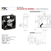 STK 4吋 SLEEVE軸承散熱風扇 12*12*3.8cm AC 110V 220V 交流 插pin  風扇電源線