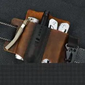 金牌EDC瘋馬皮多功能工具保護皮套手電套刀套戰術筆皮套戶外隨身腰包柒號戶外