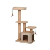 【Petpals】麻布紙繩雙洞遊憩跳台-4層(貓跳台/貓窩/貓爬架/貓樹/貓咪跳台/貓抓柱)