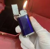 Cartier打火機！卡地亞打火機！附原裝盒！說明書、藍寶石銀！極新！非Zippo Dunhill Dupont