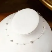 海斯珠寶 3-7mm 天然極光淡水珍珠 S925銀項鍊 正圓強光珍珠 單層魚線滿天星鎖骨鏈 優雅華麗