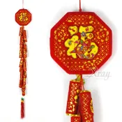 X射線 精緻禮品 4.5剪紙18頭炮串，春節/過年佈置/狗年/立炮/炮串/裝飾/擺飾，X射線【Z171505】