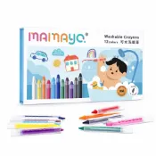 【mamayo】12色水蠟筆 可水洗蠟筆 兒童塗鴨蠟筆 伸縮水洗蠟筆 洗澡蠟筆 玻璃蠟筆 浴室蠟筆