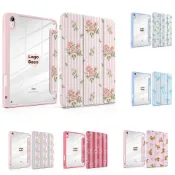 可愛的粉色條紋玫瑰 iPad 保護套,適用於 iPad 第 10 代 10.9(A16)11th /Air 4/5/11