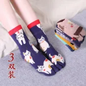 台灣出貨 鰻魚分趾襪 鰻魚二趾襪 日系襪子 分趾襪 二趾襪二指女全棉春秋中筒分趾襪分指腳趾襪日本動漫卡通豬蹄