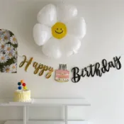台灣現貨 鋁箔氣球韓版最新款生日快樂拉旗掛旗happy birthday蛋糕粉金色系派對道具背景佈置IG同款韓風鋁膜氣球