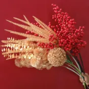 金色系仿真花材/新年紅果裝飾/新年花藝裝飾/金色仿真植物/金色仿真花/金漆仿真葉材/金錢樹/銀杏/金色葉子/新年金蔥裝飾