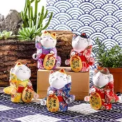 日本藥師窯招財貓大號陶瓷創意汽車車載擺件結婚生日情人禮物開業