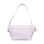 【BOTTEGA VENETA 寶緹嘉】BV BOTTEGA VENETA內裡壓印LOGO編織造型羊皮磁吸式肩背包(淺紫)
