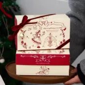 手繪原創 紅色 新年包裝盒 禮物盒 點心盒 雪花酥包裝盒 雪Q餅包裝盒 司康包裝盒 牛軋糖盒 禮物盒 手工餅乾盒