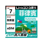 【LINKGO】白鑽卡 菲律賓 eSIM卡  7天上網卡 無限流量吃到飽 高速流量(菲律賓網卡 宿霧 巴拉望 馬尼拉)