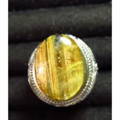 金光閃閃板鈦貓眼滿絲全板帶母礦太陽花天然水晶鈦晶戒指19.2*14.6mm活圍男戒粗板絲首飾飾品珠寶925銀台