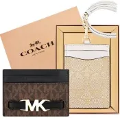 COACH 白色大C PVC識別證件夾+MICHAEL KORS Reed 黑色LOGO PVC證件名片夾