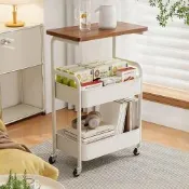 STYLE 格調 雙層置物桌板推車44*30*74.5cm/推車置物架/收納架/收納籃/手推車/收納邊桌/移動式層架