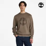 Timberland 男款咖啡色大LOGO圓領長袖上衣|A6K47BK0