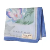 Hanae Mori  淺藍底藍花蝴蝶圖騰字母LOGO帕巾(43CM)