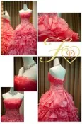 全新粉橘美背晚禮服{單租 }只要3500元