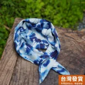 促銷民族風風格小方巾絲巾女三角頭巾護頸圍脖仿藍染扎染領巾裝飾云南紗巾薄圍巾