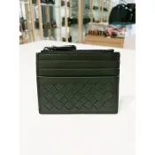 Bottega Veneta 367004 經典編織小羊皮零錢包/名片卡夾 黑色