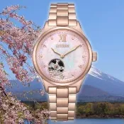 【CITIZEN 星辰】LADYS PC1017-96W 機械機芯母親節推薦款白蝶貝女士腕錶 34mm