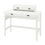 【IKEA 宜家家居】BRYTNING 書桌/工作桌附延伸層架，白色，110x53 公分