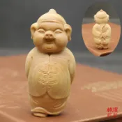 銀聯網日用品生活館 楠溪匠心小葉黃楊木雕豬擺件實木雕刻工藝品隨身手把件福豬財主1入