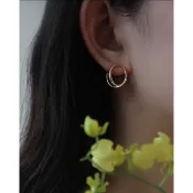s925 French oval piercing 正韓小法式 立體感 橢圓純銀耳針 耳環