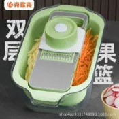 騰達百貨 快速出貨 【克歐克不銹鋼】 不鏽鋼 切菜神器家用 土豆切蕬器多 功能蘿蔔擦刨 蕬自帶瀝水籃 居家