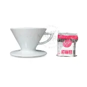 【Kadou 珈堂】贈濾紙 星芒濾杯 白色 極 M1錐形手沖咖啡濾杯(Hasami 波佐見燒 日本製 原裝進口)