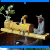🔥🔥竹子流水器魚缸過濾器竹子循環流水製氧客廳養魚水缸池造景陶瓷流水生財擺件0524*過兒*【過兒】