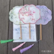 🎇免運特價✨兒童複古風團扇古典宮扇中國風圓扇子漢服女扇旂袍走秀演齣舞蹈扇#免運