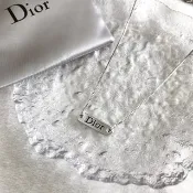 【VintageShop solo 日本直送中古包專賣店】Christian Dior   銀色 Logo 頸鍊  vintage  pidv5i