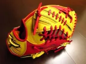 {圓圓小舖}全新日製硬式美津濃金標mizuno pro order棒壘球手套訂做訂製外野T網耕作鈴木一朗紅黃色IBE凸標