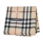 BURBERRY 經典淺駝色格紋戰馬圖騰字母LOGO刺繡帕領巾(48CM)