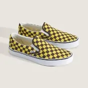 【VANS】官方旗艦 Classic Slip-On 黃色/咖啡色棋盤格滑板鞋 休閒鞋