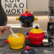 豬油罐 葷油罐 辣椒油罐 裝油容器 豬油桶 豬油缸 調味罐 多巴胺豬油罐家用陶瓷創意廚房收納罐帶蓋大容量辣椒油罐