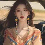 特價免運⚡天天美超長波西米亞花朵流蘇耳墜洋氣民族風彩色串珠耳環女E2258耳環 耳釘 垂墜耳環 耳夾耳環