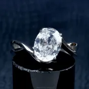 珍珠林~鋼戒~八心八箭鵝蛋美鑽~精純鋼.不褪色.不過敏(內徑16MM) #059