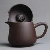 🔴台灣現貨爆款免運🔴宜興紫砂公道杯帶茶濾一體茶漏過濾網手工原礦紫泥茶海分茶器茶具
