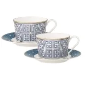 【NORITAKE】蔚藍之境-咖啡對杯禮盒組(骨瓷)