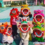 台灣出貨✨塑料兒童舞獅子道具套裝 舞獅頭鼓2-14嵗幼兒園錶演小獅頭玩具6寸  獅子頭 舞龍舞獅  醒獅 演出