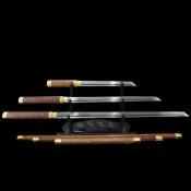 素裝唐刀[龍泉劍莊]市鍛打橫刀三件套雞翅木刀鞘一體刀劍外貿批發未開刃